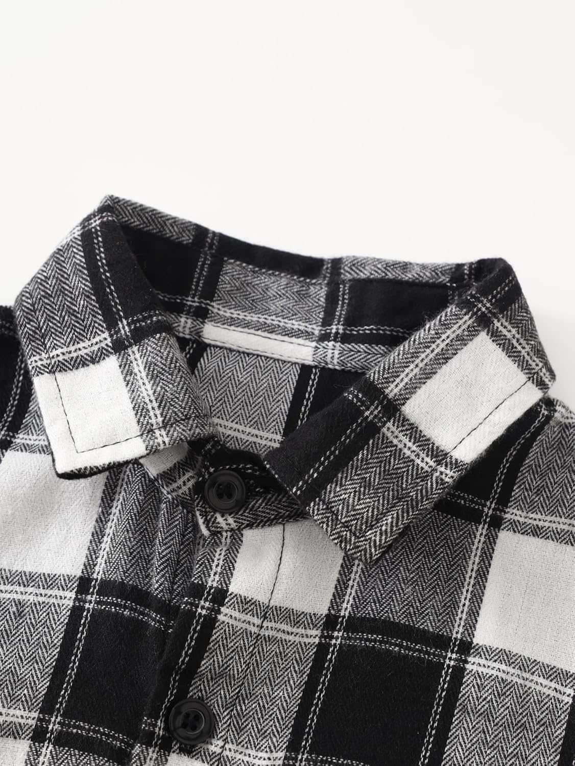 Boys Plaid Flannel Shirt 2 Piece Long Sleeve Tops Kids Button Down Shirts Fall Winter Outfits for 4-12 Years - Image 3