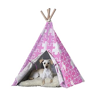 zoovilla Pink Puzzle Large Pet Teepee