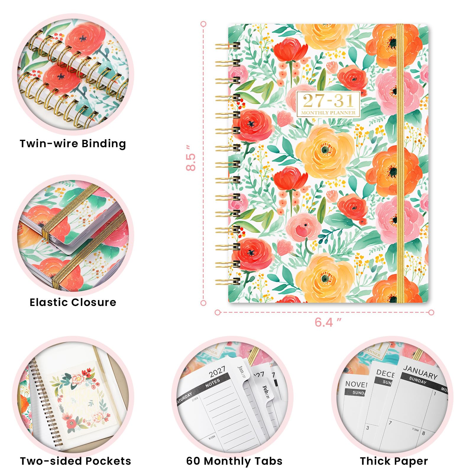 Planning mensuel 202-2031 - Calendrier 5 ans - 21,6 x 16,3 cm