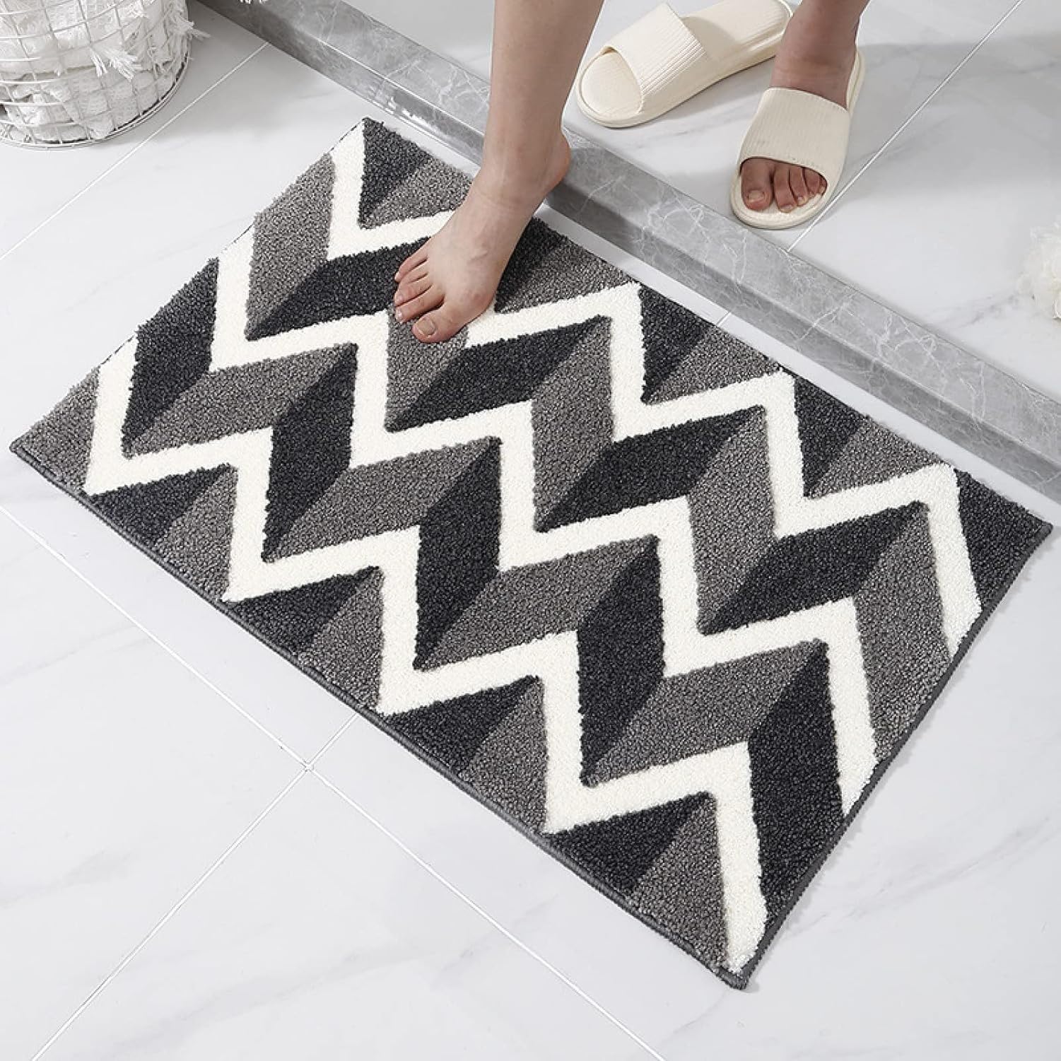 AIEIJJH Bath Mat Non Slip 40x60cm Brown Grey Flannel Super Absorbent Washable Soft Shower Rug with Anti-Slip Bottom for Bathroom Floor, 40×60cm, 40×60cm