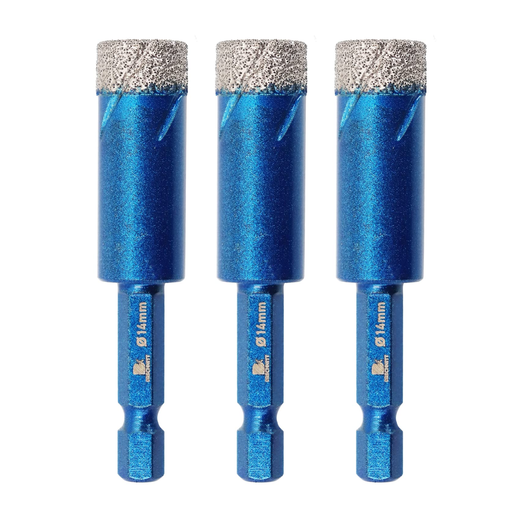 Diamond Drill Bit 14mm,BRSCHNITT 3pcs/pack 3/5 Inch Diamond Hole Saw Drill Bit for Porcelain Tile Ceramic Stone Granite Marble,Hex Shank Dry Drilling Diamond Core Drill Bit Set