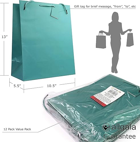 Miniatura 2 de allgala Bolsas de regalo, paquete de 12 bolsas de regalo grandes de 13 x 10 x 5.5 pulgadas con asas para cumpleaños, bodas, suministros de fiesta,