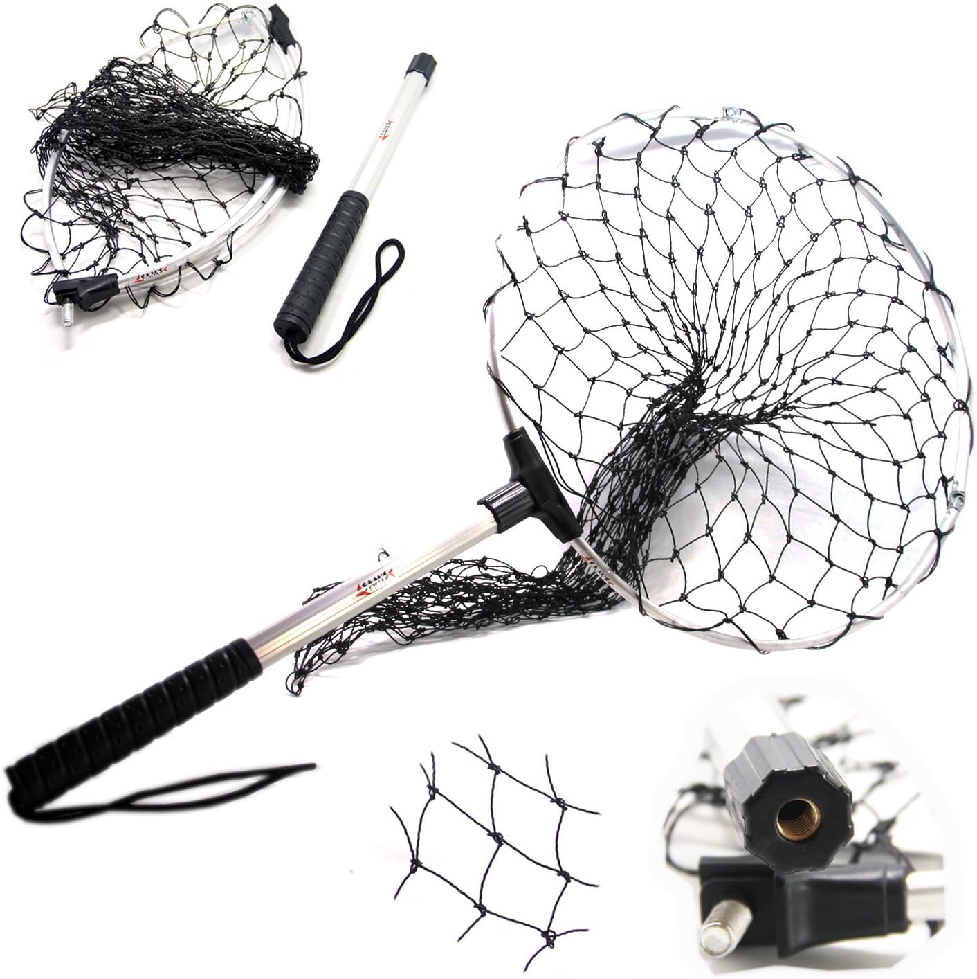 SAMSFX Folding Fishing Nets Landing Net Detachable Catch and Release Fish Nets Saver for Kayak Boating
