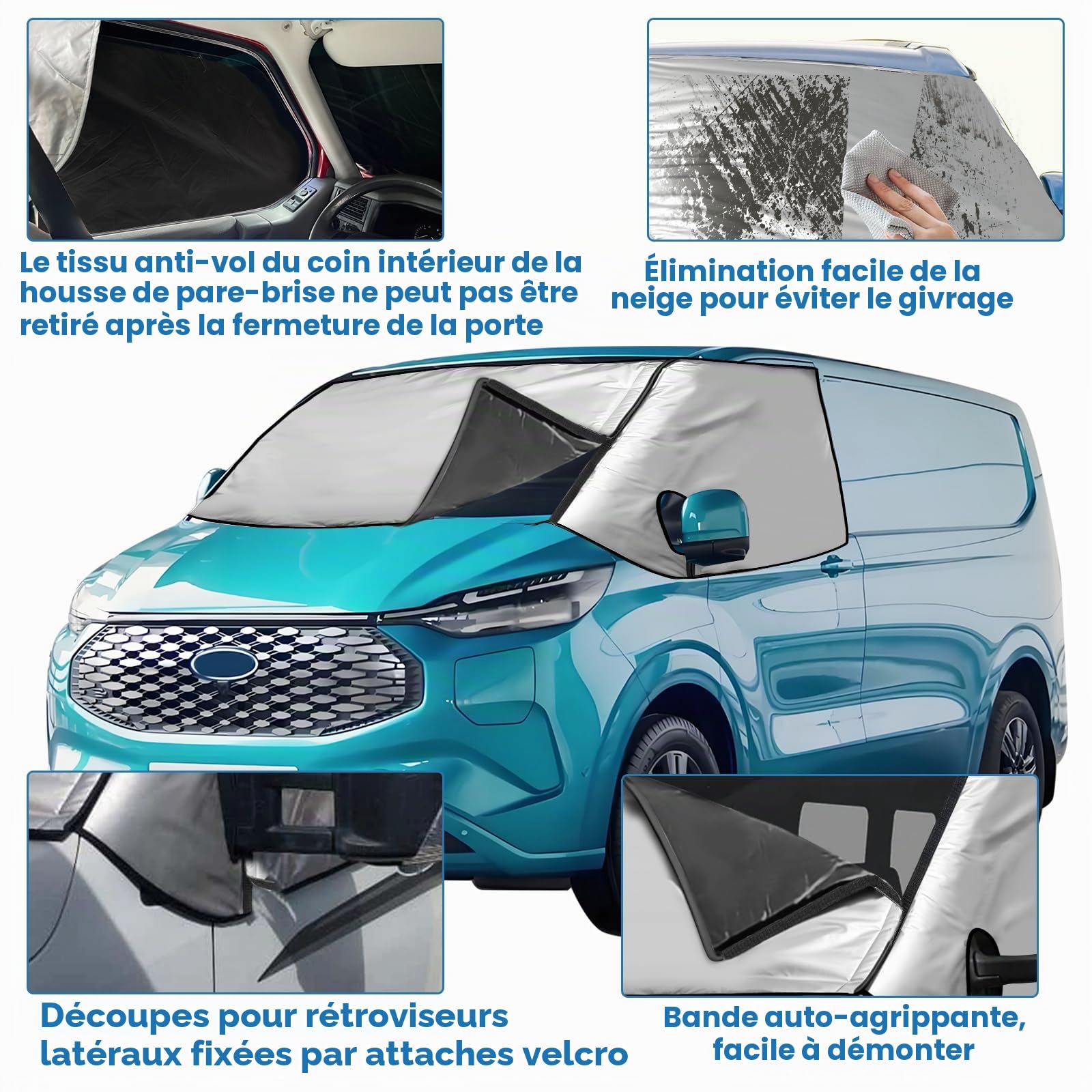 Housse de Pare-Brise Thermique Externe pour Ford Transit Custom 2012-2022, imperméable, Protection Contre la Neige, la Glace, la poussière, Le Soleil
