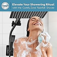 Vista 4 de Cabezal de ducha tipo lluvia de 10" con mano - Cabezales de ducha de alta presión con manguera de acero inoxidable - Cabezal de ducha de lluvia