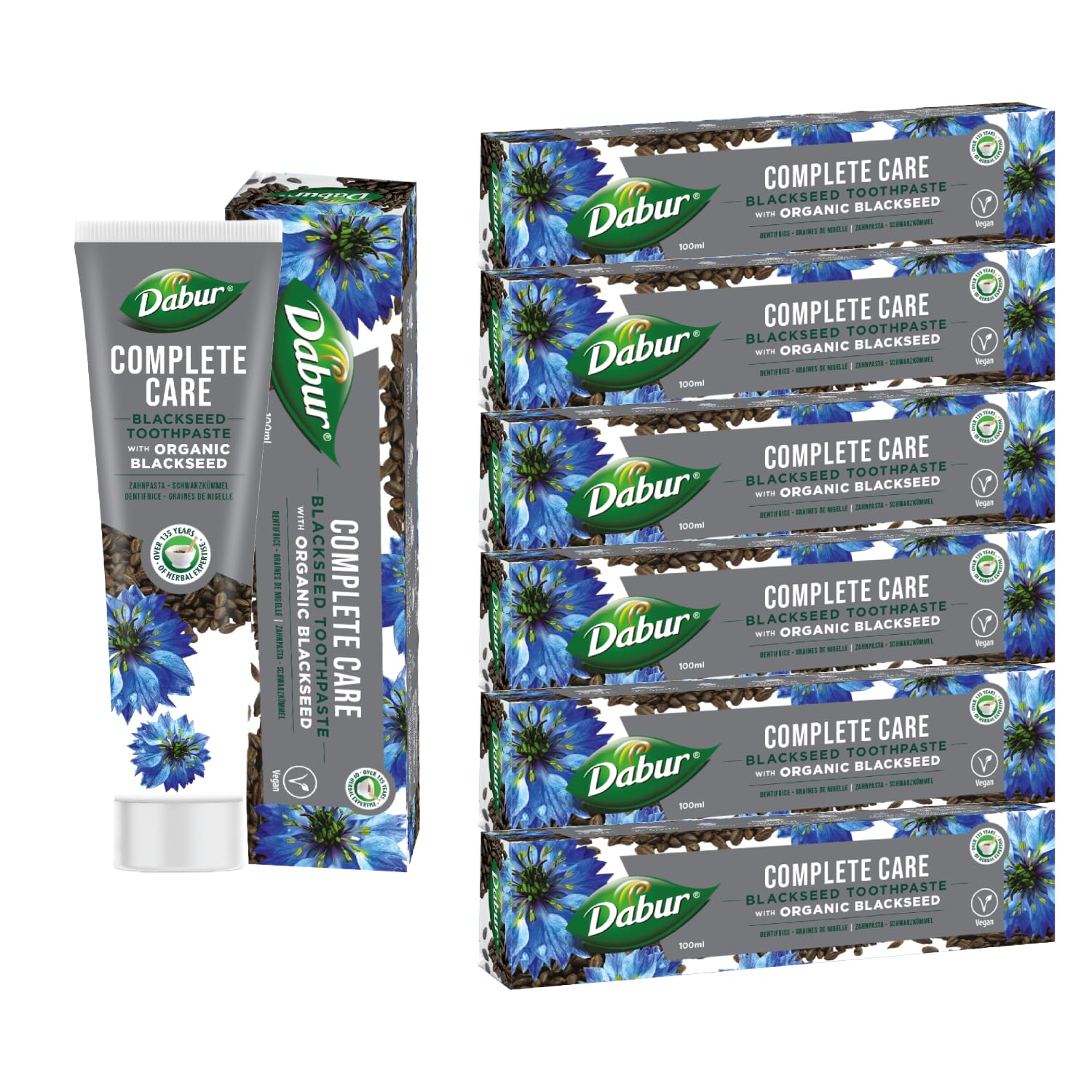 Dabur Black Seed Organic Toothpaste - 100ml (Pack of 6) | Complete Care Toothpaste for Strong Teeth & Gums | Specially Formulated for Natural Oral Care