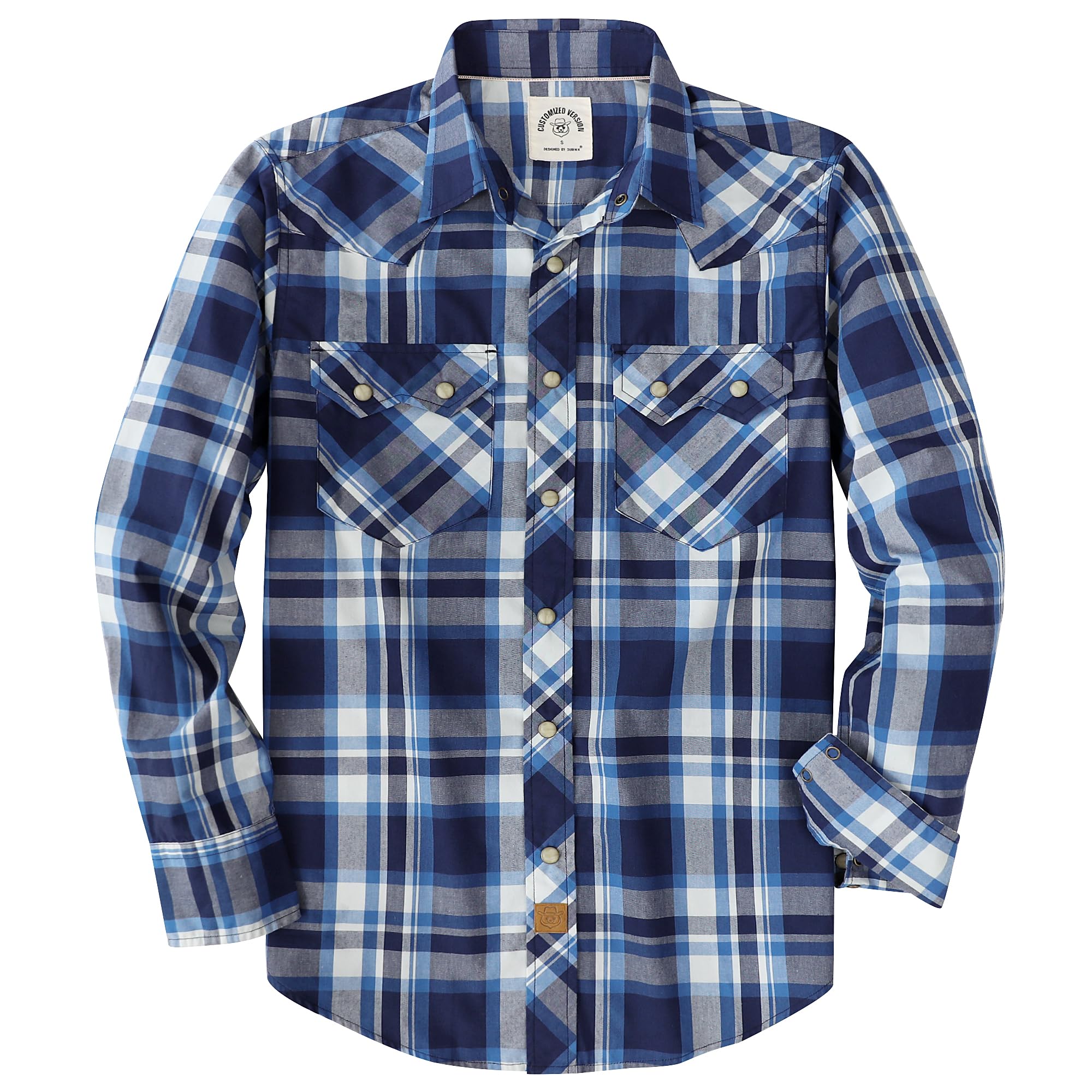 Dubinik® Freizeithemden Für Herren Westernhemd Druckknöpfen Cowboy Kariertes Baumwolle Comfort Fit Langarm Arbeitshemd