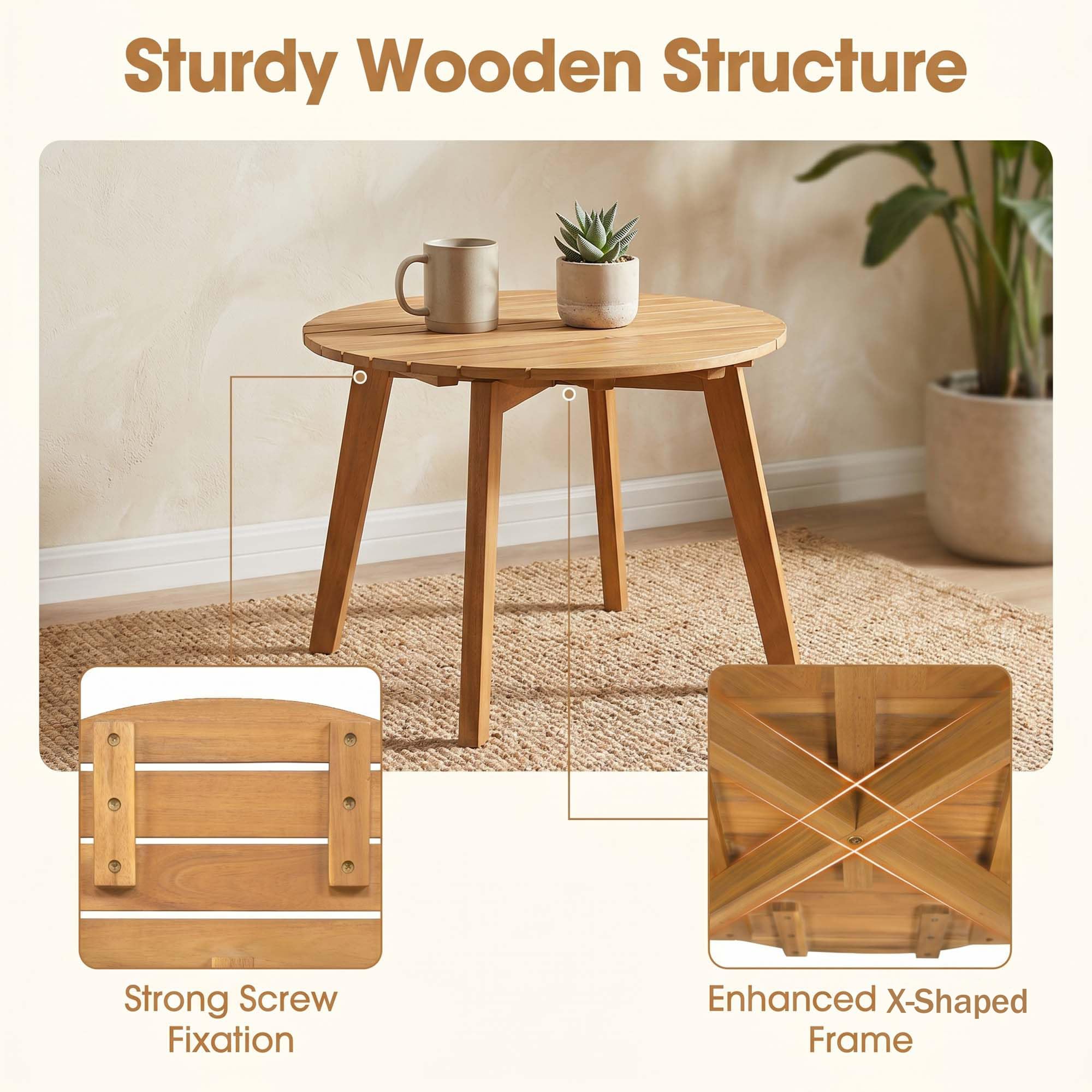 GIANTEX Table Basse Exterieur 62cm en Bois d'Acacia