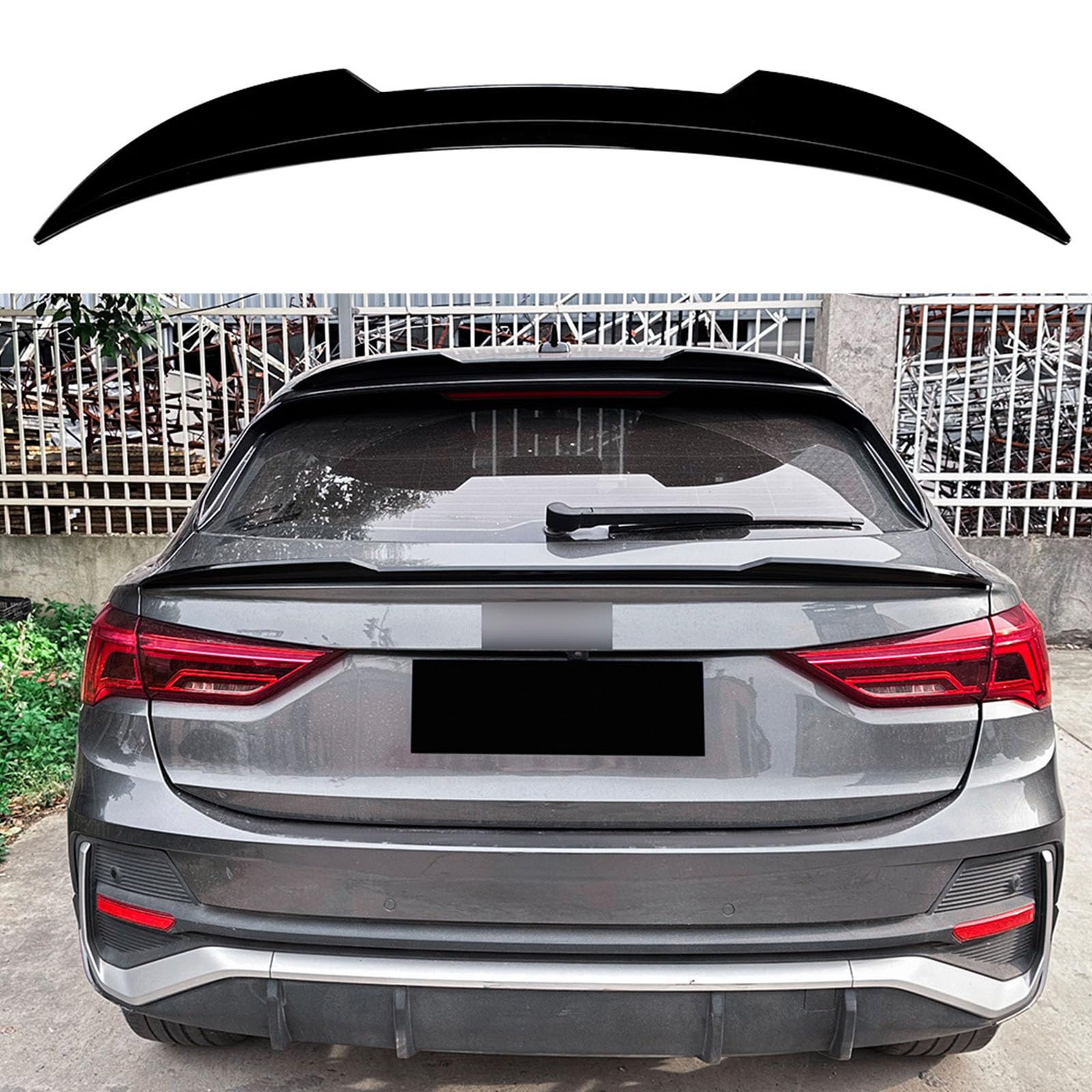 YPGHBHD Compatible with Audi Q3 F3 Sportback 2019+, Car Rear Spoilers Trunk Tail Wing Lip Kit Exterior Rear Spoiler,A Gloss Black UP