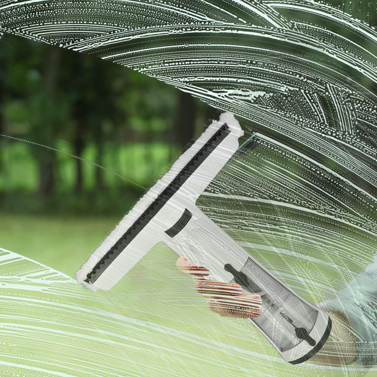 Akku Fenstersauger, Elektrischer Fensterreiniger 2000 mAh Akku kabelloser Fenstersauger Wassersprüh-, Reinigungs- und Saugfunktionen für Glas Fliesen Spiegel