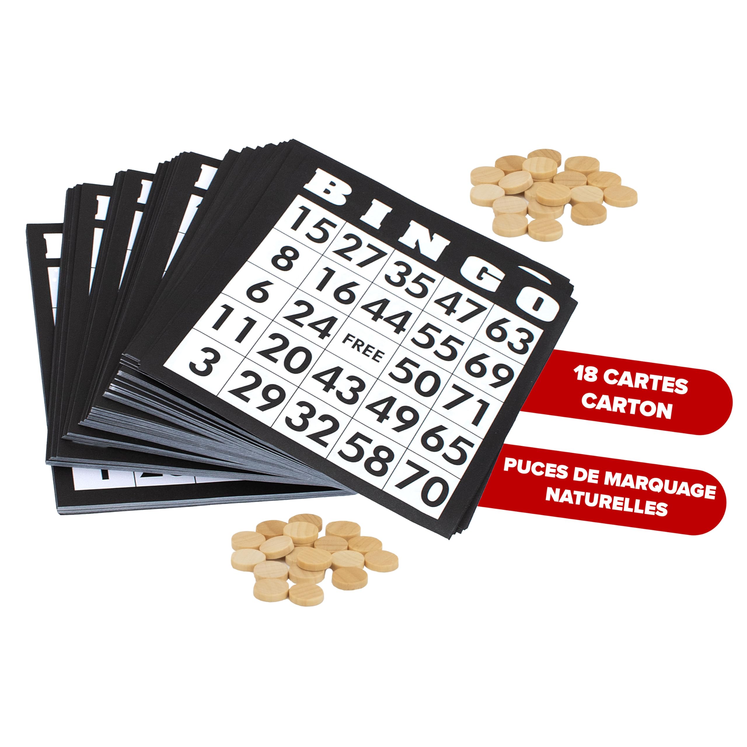Kyto Juego de bingo Deluxe – Tambor de metal dorado y caja de madera – 75 bolas, 150 fichas, 18 tarjetas de bingo reutilizables + 500 tarjetas de bolígrafo – Juego de mesa para familia, fiestas y