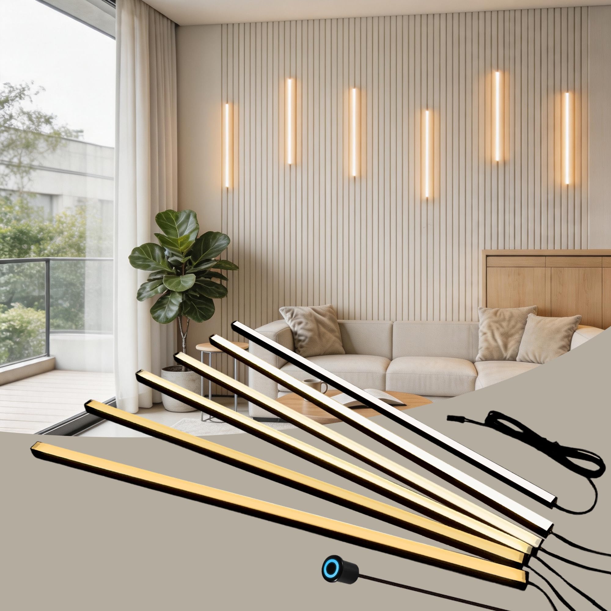 FTL LED Strip Lights for Acoustic Wall Panels, 6 x 40cm Strip Lights fit