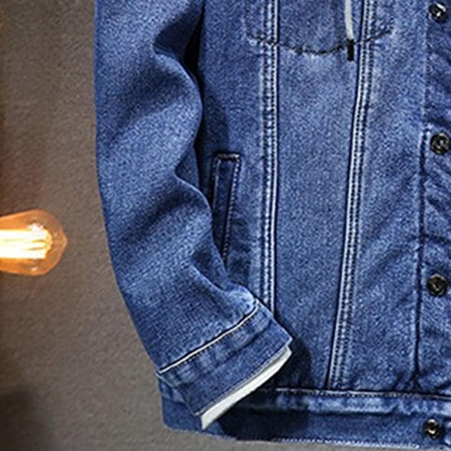 Men's Denim Hoodie Jacket Casual Long Sleeve Button Down Jeans Coat Windproof Hip Hop Trucker Hooded Jackets