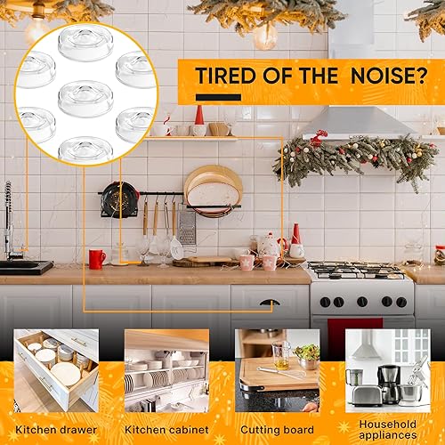 Miniatura 2 de Vellax Parachoques de puerta de gabinete que amortiguan el sonido, 256 piezas de almohadillas autoadhesivas de goma transparente de silicona para