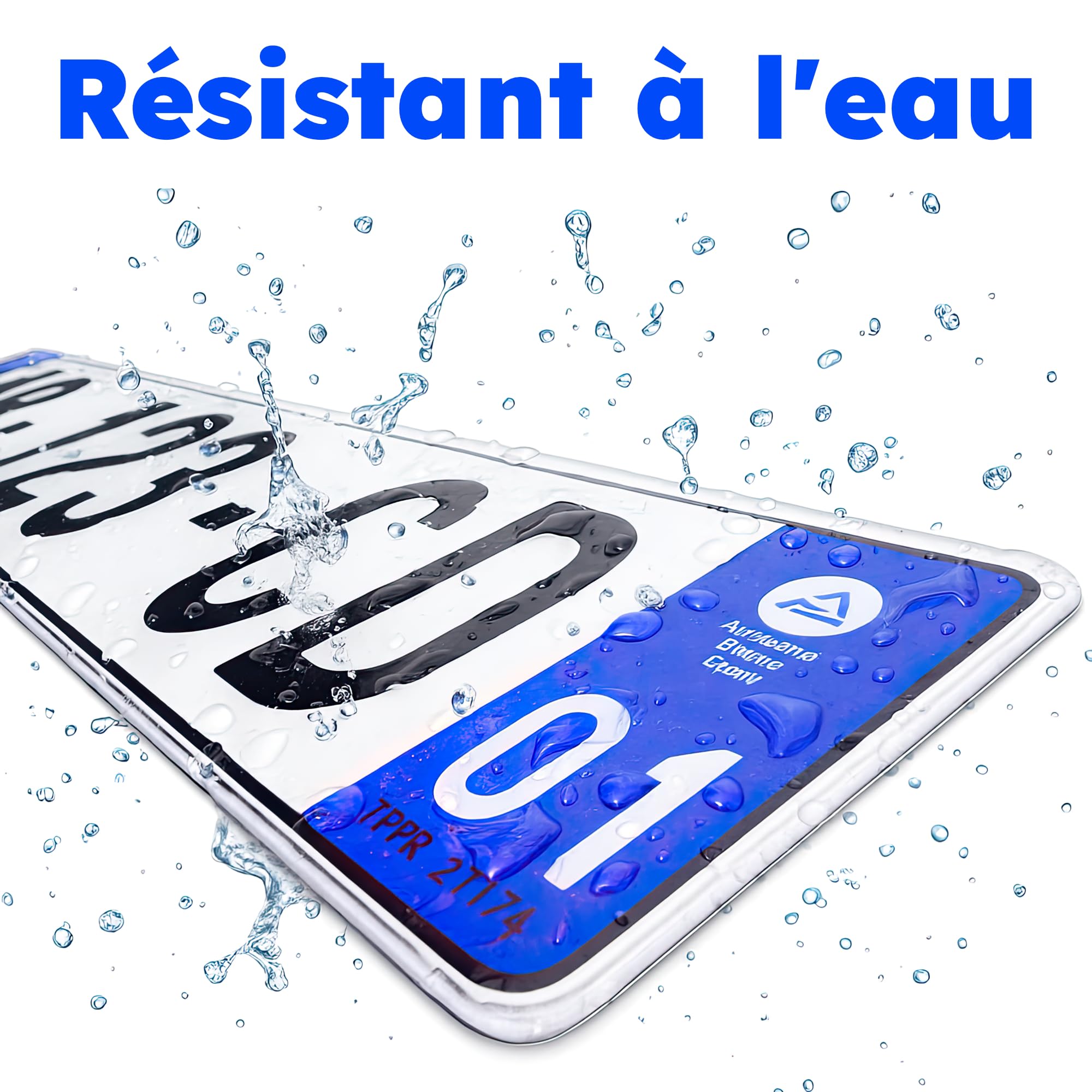 2 Plaques d'immatriculation Voiture - homologué - SIV 520 x 110 mm - résistance aux Chocs, aux intempéries et Anti UV. Made in France Pose avec Rivets
