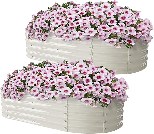 Sundale Outdoor Paquete de 2 macetas de jardín elevadas galvanizadas, macetas elevadas de 6 x 2.7 x 1 pies, cajas de jardín elevadas para exteriores