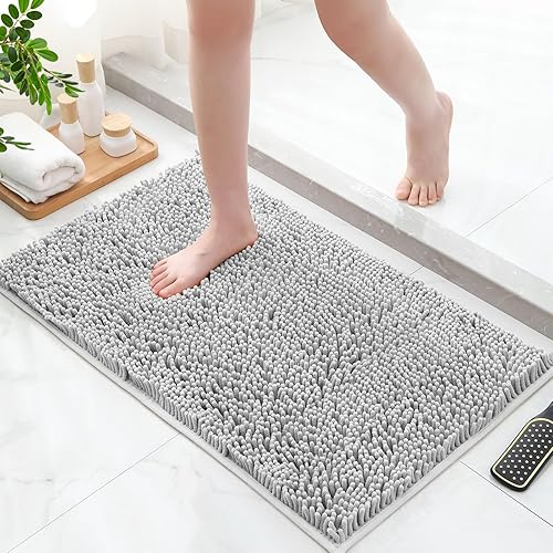 Miniatura 8 de MitoVilla Alfombras de baño color beige, suaves y absorbentes, antideslizantes, gruesas y lavables, alfombra de baño moderna de felpilla para suelo