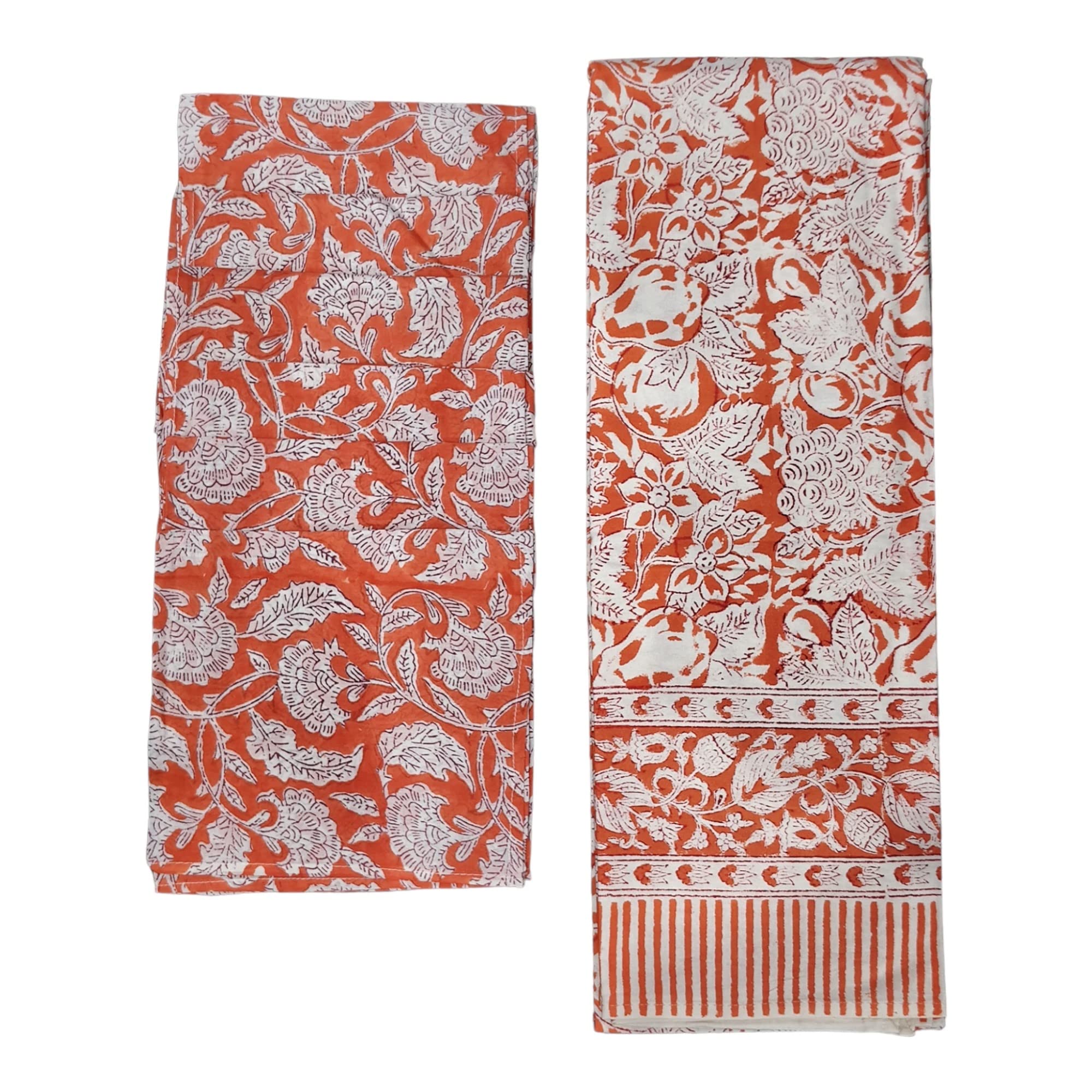 Nappe imprimée à la main 150x220 cm : linge de table coton multicolore