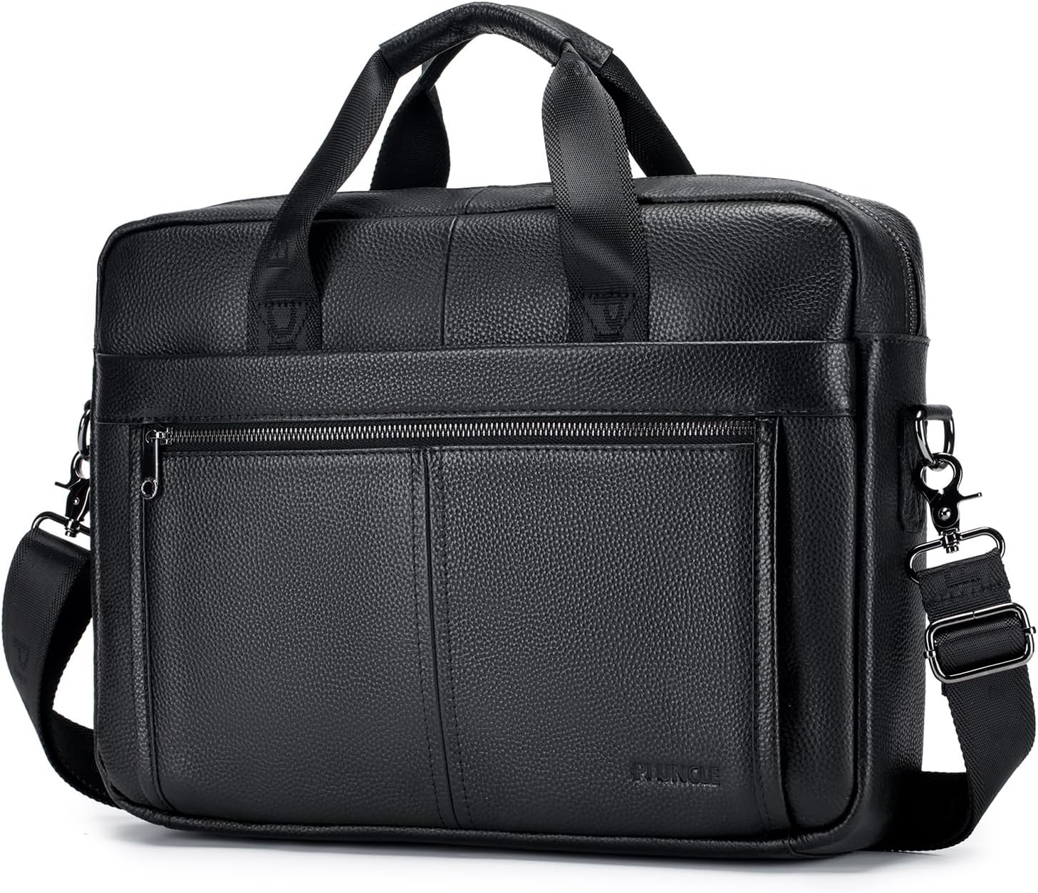 – Leather Laptop Bag for Men - 15.6 Inch Briefcase, Messenger Shoulder Bag for Business, Office, College - Document Handbag (Black)