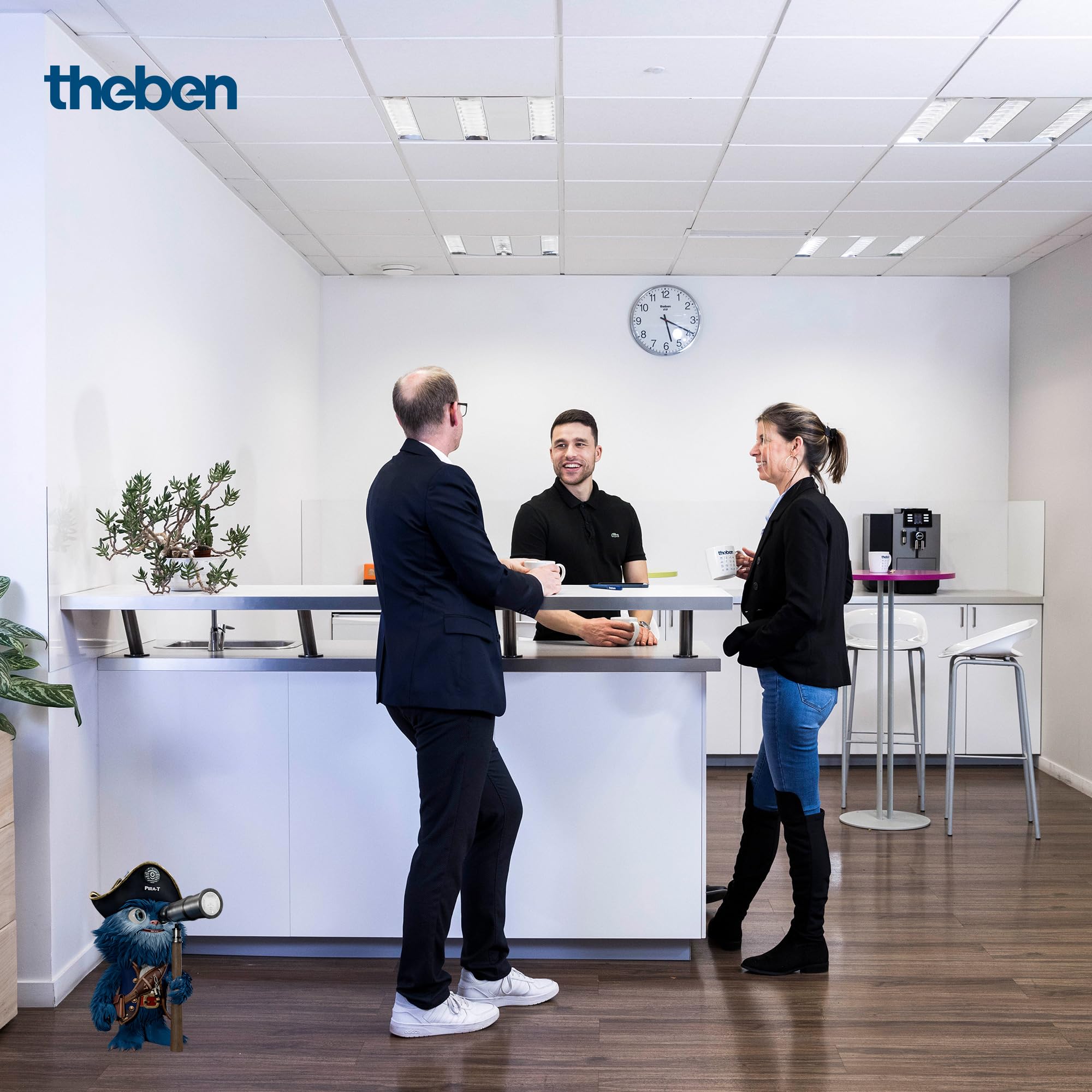 Theben 1030202 PIRA T6 Mini Detector de Presencia/Movimiento 360° 6 m | empotrado en techo, PIR, 200 W LED, 5 s-15 min, certificado sensNorm, medición continua, preconfigurado