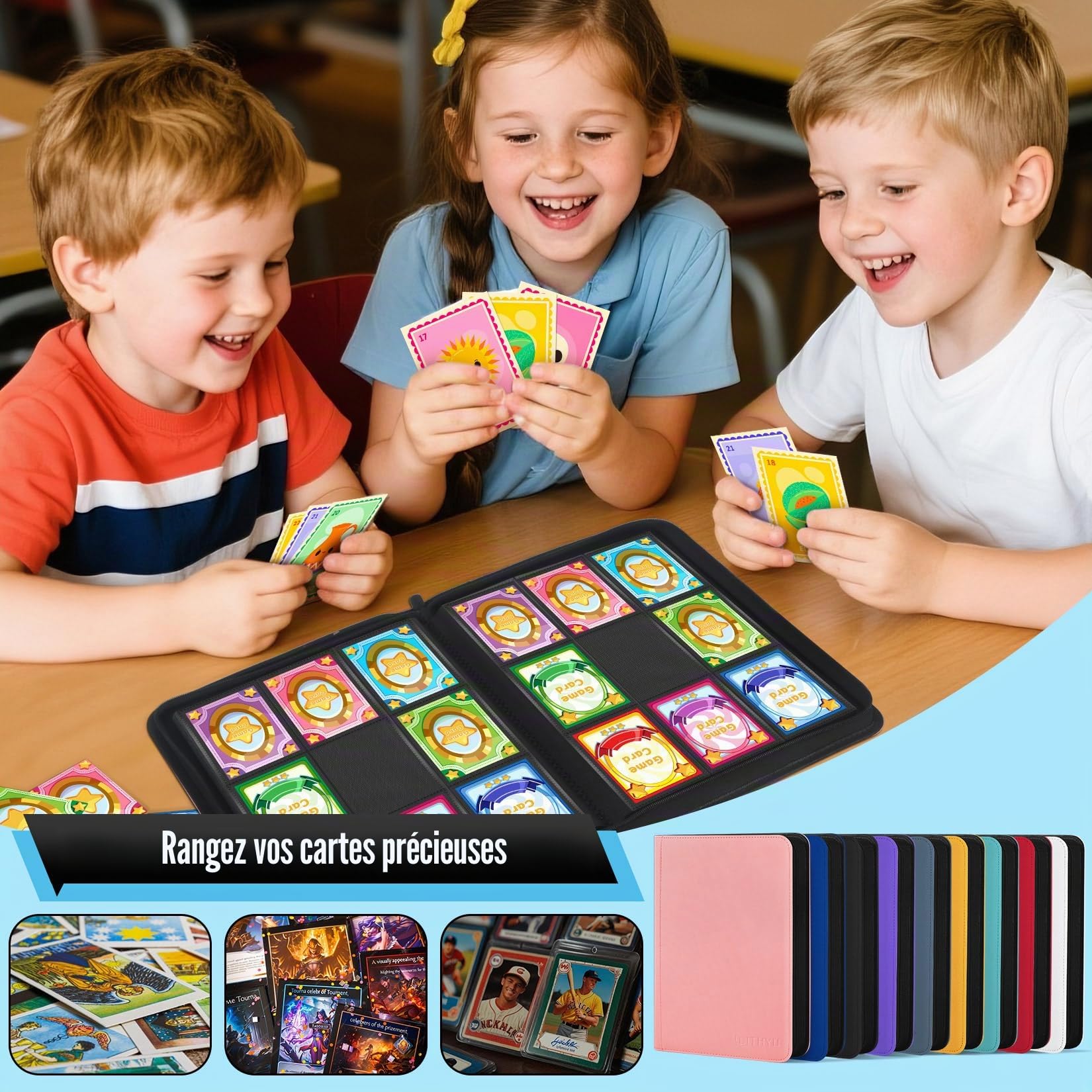 WITHYU Album de Collection de Cartes - Capacité 540 Cartes (9 Poches par Page), Porte-Cartes Étanche & Anti-Choc à Chargement Latéral pour TCG/Cartes à Jouer/Cartes Sportives (Noir)
