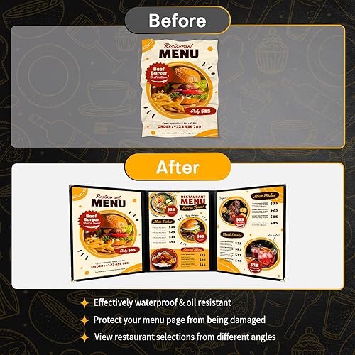 Miniatura 10 de Fundas de menú de 8.5 x 11 pulgadas  Paquete de 30 fundas transparentes para menú de recetas de restaurante para cocina, bebida, vino, cubiertas de