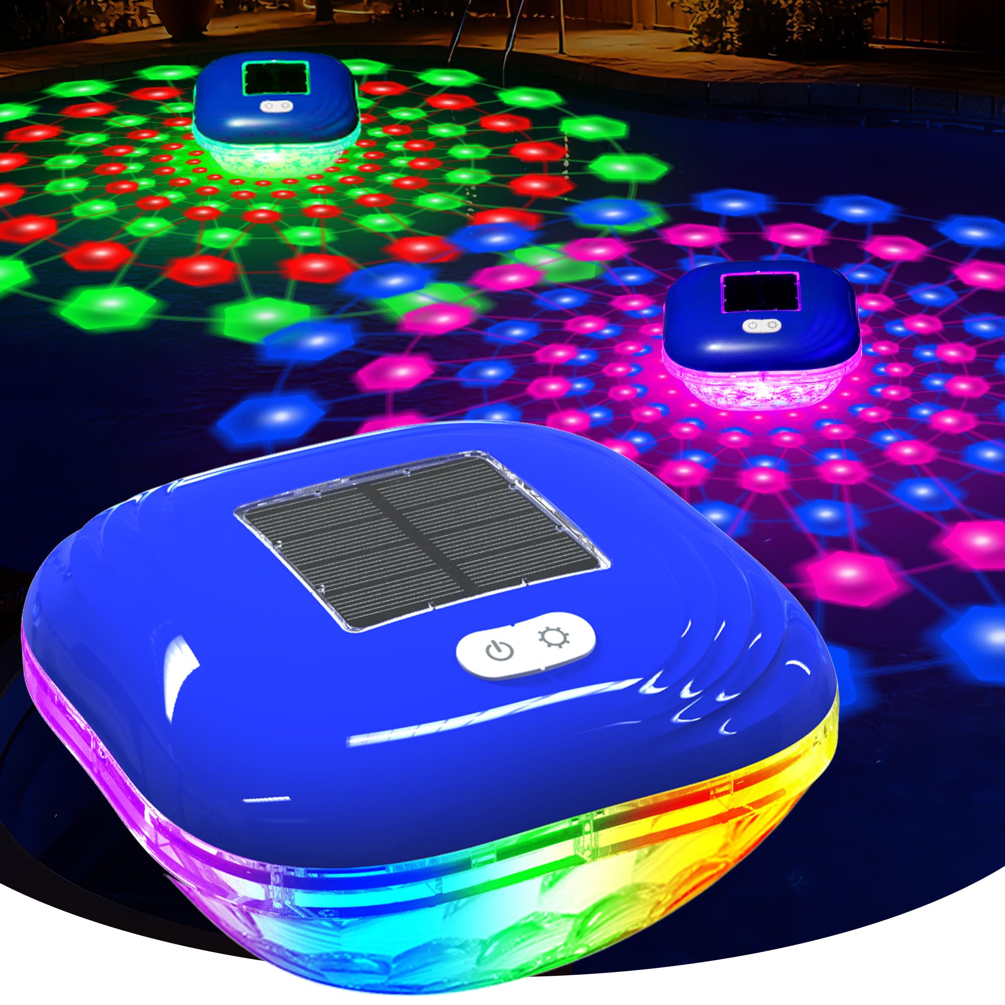 Luxfero Schwimmende Poolbeleuchtung Solar, Pool Lichter Schwimmend mit Lichtshow, LED Poolbeleuchtung, Tastenbedienung Pool beleuchtung Unterwasser,IP68 Wasserdichter Whirlpool Lichter für Spa-1 Stück