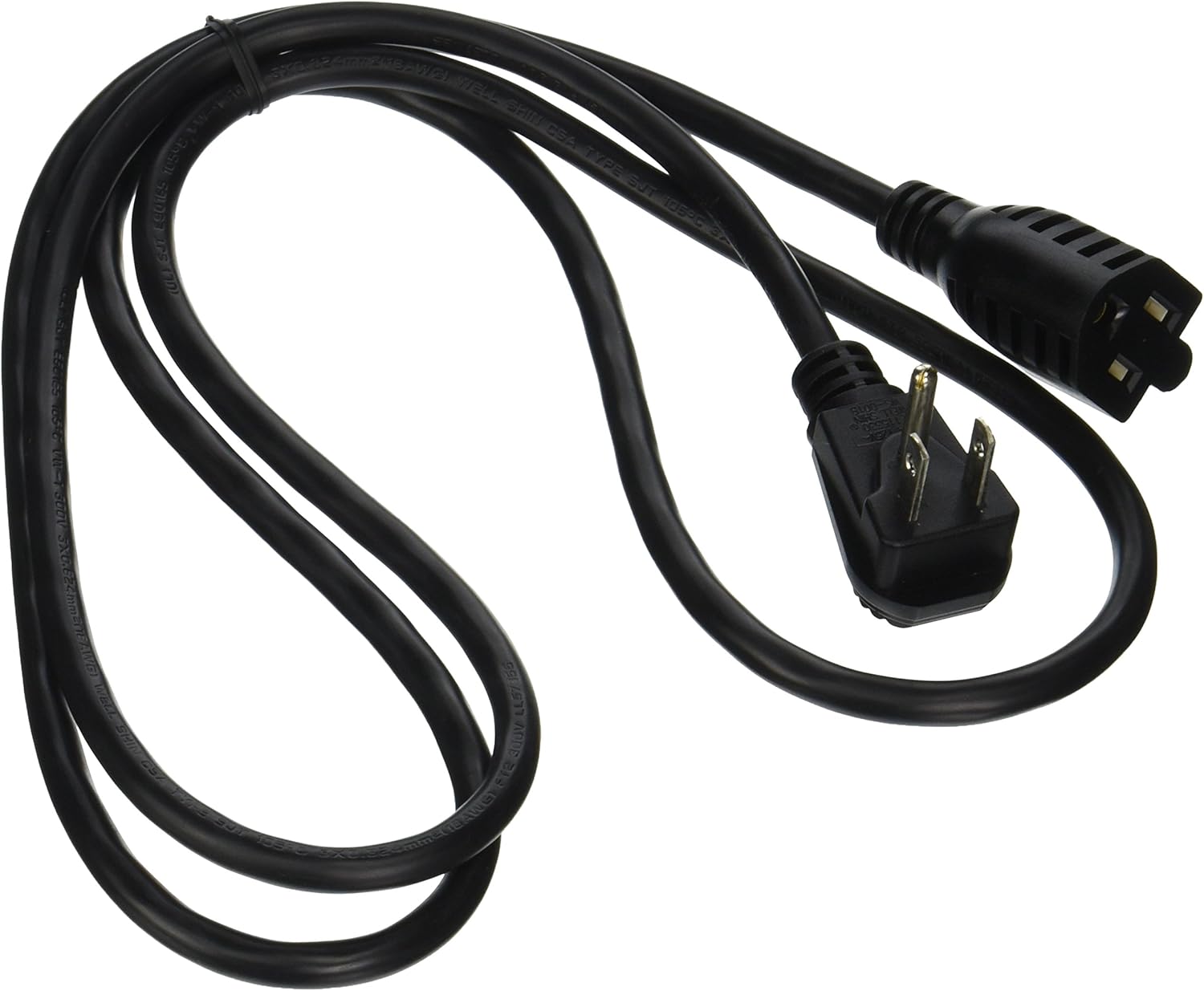 C2G Power Cord, Flat Plug Extension Cord, 18 AWG, Black, 6 Feet (1.82 Meters