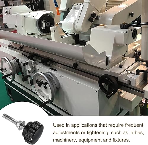 Miniatura 293 de uxcell Juego de 4 perillas moleteadas, tornillos de pulgar con tuercas y arandelas, rosca macho métrica M6 x 1.378 in, cabeza de plástico de 0.984