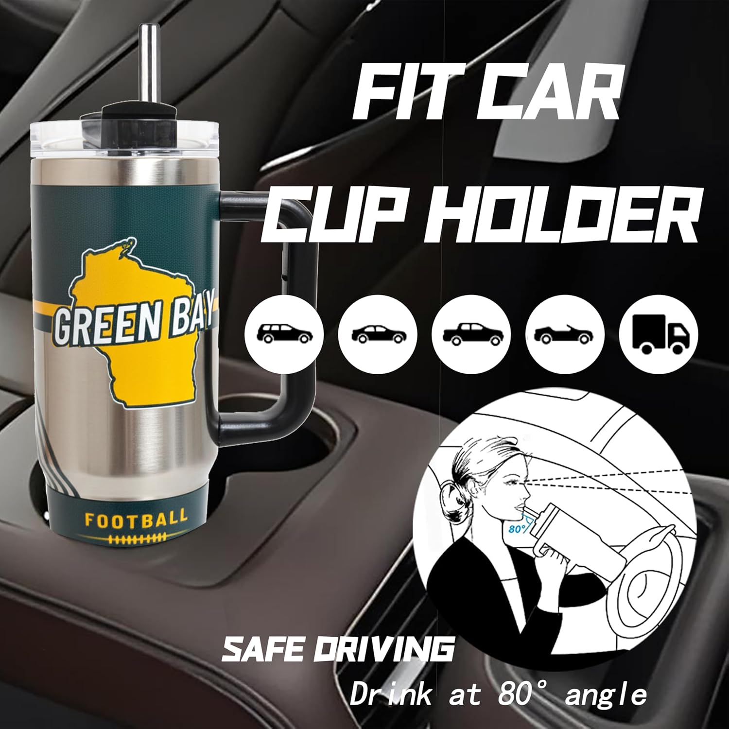 Tumblers 40oz Straight Skinny Car Cups Sports Travel Coffee Mug, Stainless Steel, Insulated,Classic Collection Gifts for Men Women Fans - Image 6