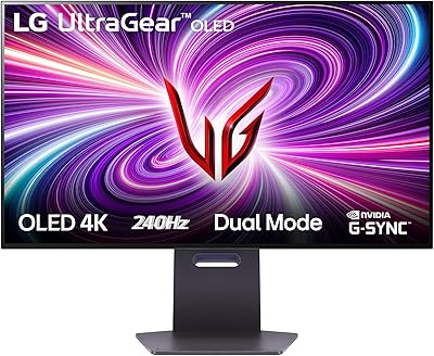 LG UltraGear OLED 32GS95UV Monitor Gaming 32 pollici, UHD 4K (3840x2160), OLED, 240Hz, 480Hz in FHD con Dual Mode, 0,03ms (GtG), G-Sync, FreeSync Premium Pro, HDR 400 True Black, HDMI 2.1, DisplayPort, Nero