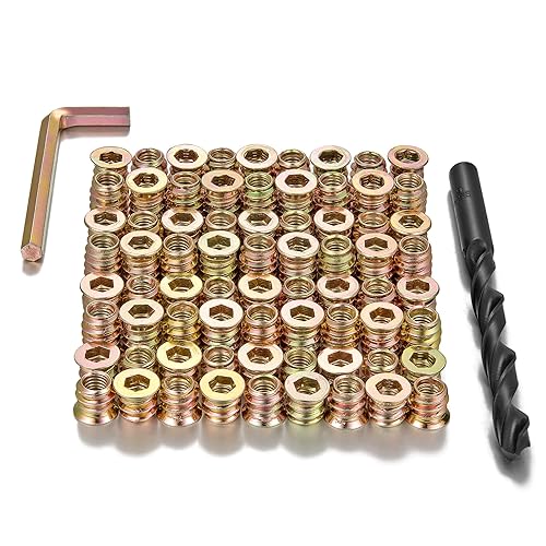 Miniatura 10 de PGMJ 80 piezas de insertos de madera de 14 a 20 pernos para muebles, tuerca roscada, conector de fijación hexagonal para muebles de madera surtido