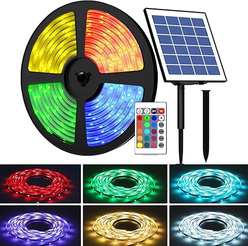 Uniontang Lot de 2 Guirlandes Lumineuses Extérieures Solaires SMD 5050 LED RVB à