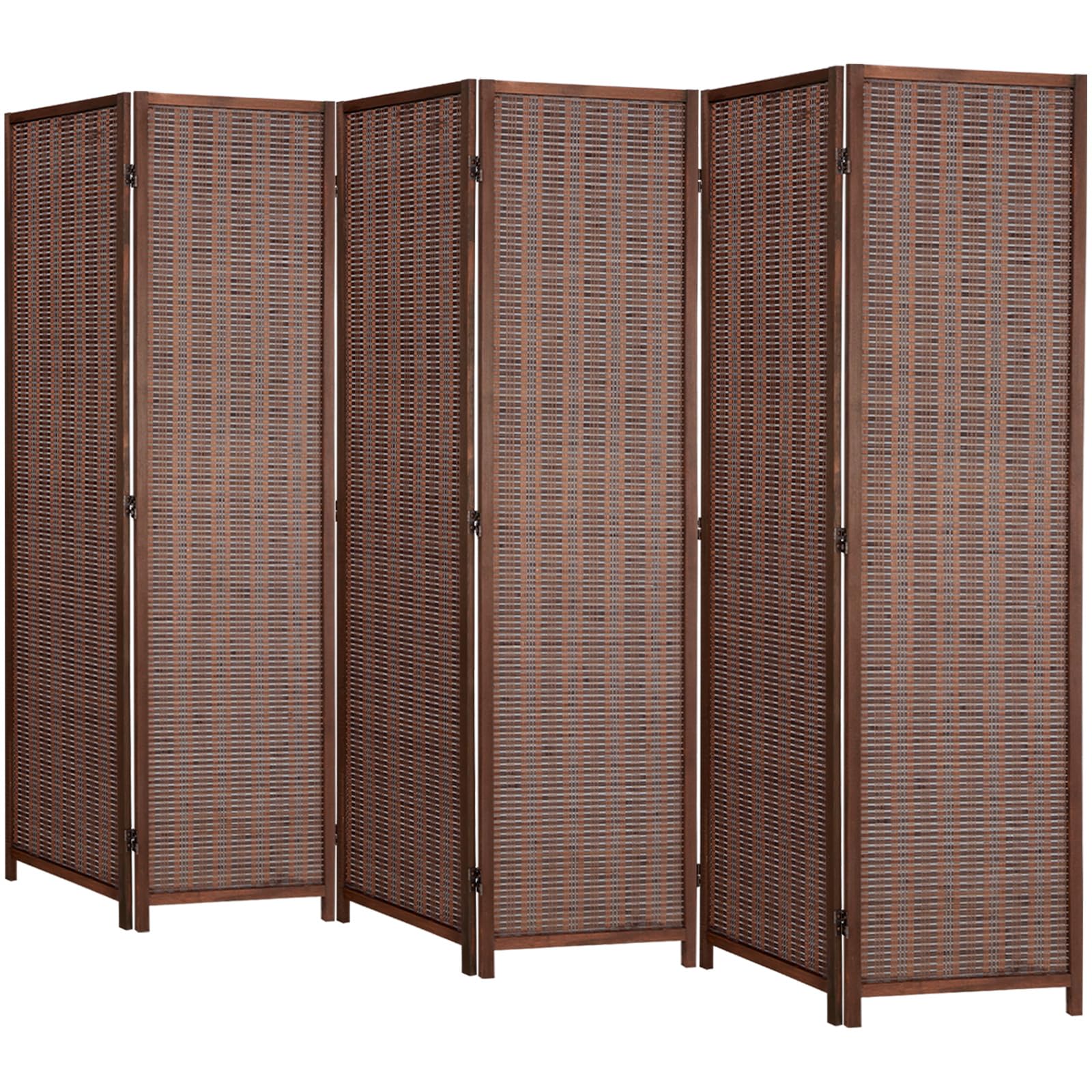 Room Divider, Room Dividers and Folding Privacy Screens Privacy Screen, Divider for Room Separation Partition Room Dividers, 16" Folding Screen 5.6FT Bamboo Divider Wall 6 Panel, Saddle Brown