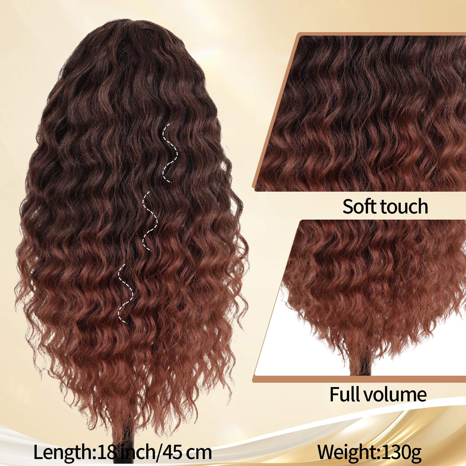 GKtineke Ponytail Extension Drawstring Ponytail for Black Women 18 Inch Long Afro Curly Fluffy Pony Tails Hair Extensions Synthetic Ponytail for Daily and Party(Ombre Brown)