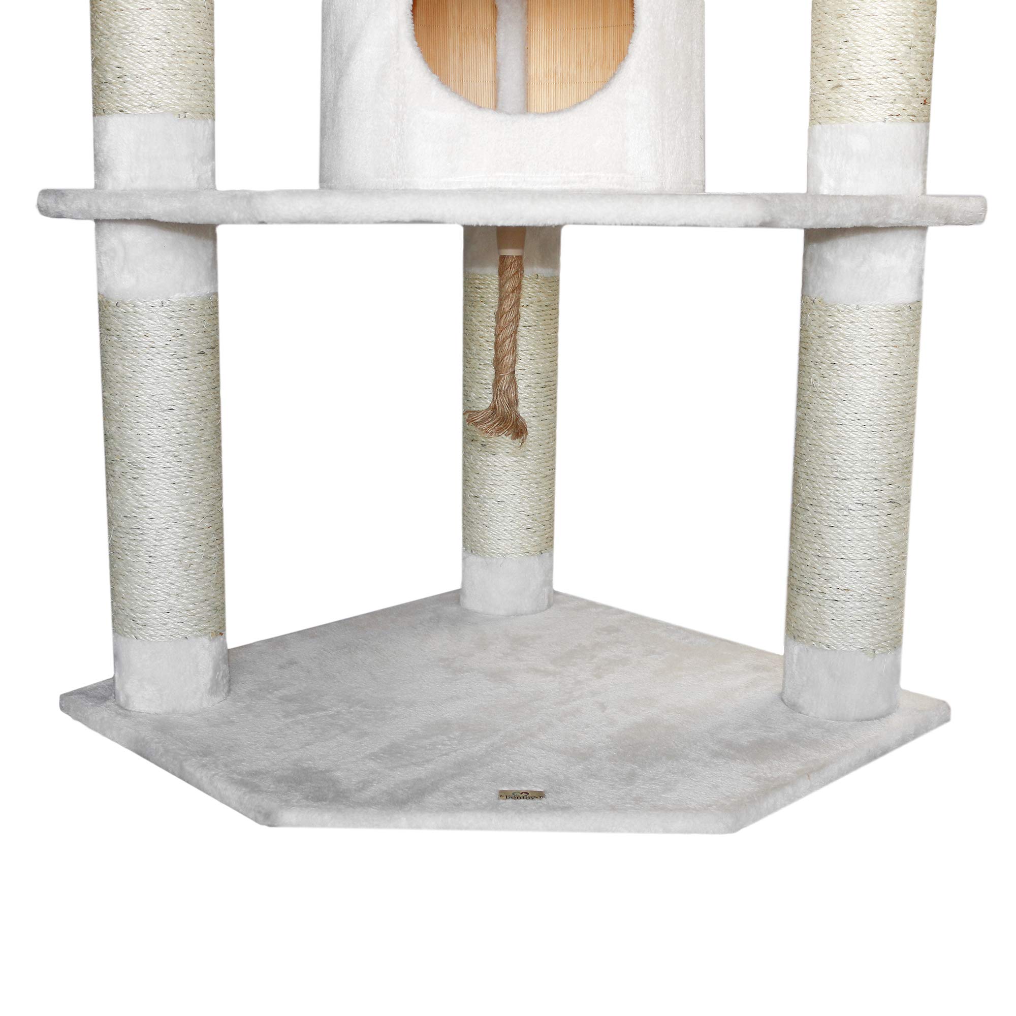 Bontoy Drapak Betty Pro w kolorze białym, 65 x 65 x 176 cm, z sizalowymi pniami 12 cm, duży domek dla kotów, odpowiedni również dla dużych kotów, stabilny drapak dla kota
