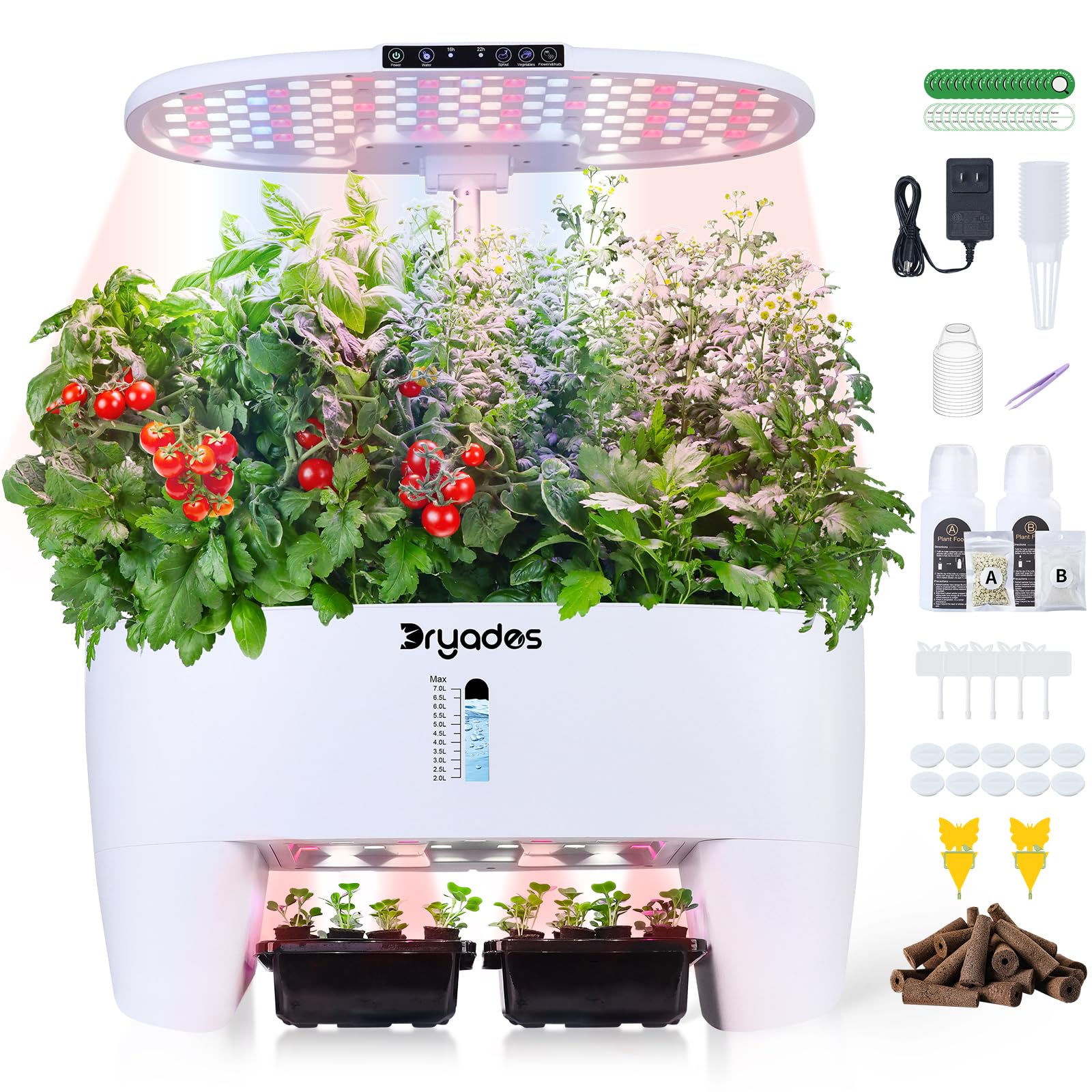 Hydroponic Growing System Kit 16 Pods, Smart Herb Garden with Sprout Mode Can Seedling in Advance & 24W Full Spectrum LED Grow Light, Indoor Garden Planter for Home/Office/School (White)