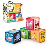 Alpha Stacks Baby Learning Blocks&comma; Soft&comma; Multisensory Stacking Toys with Letters A-Z&comma; Animals&comma; Colors & Textures&comma; Set of 4&comma; Ages 3 Months&plus;