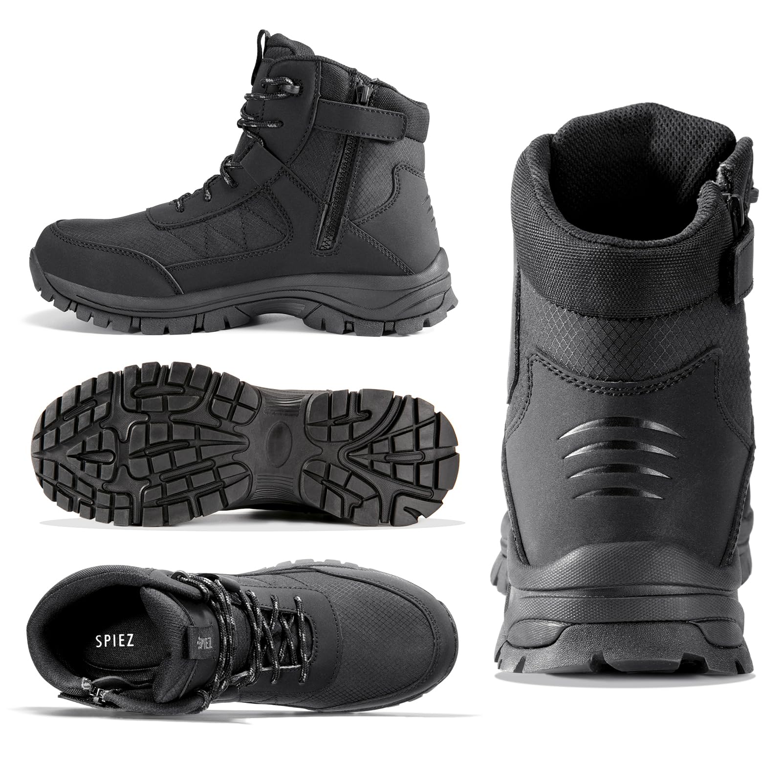 SPIEZ Waterproof Steel Toe Work Boots for Men S3 Slip Resistant Antistatic Safety Shoes High-Top Winter Industrial and Construction Boots Black US 10