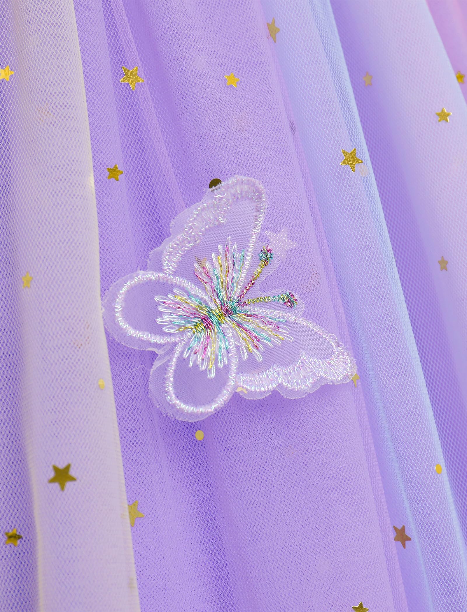 OBEEII Mädchen Geburtstag Party Kleid Langarm Stern Glitzer Tüll Kleid Pailletten Bowknot Prinzessin Festzug Weihnachtskleid