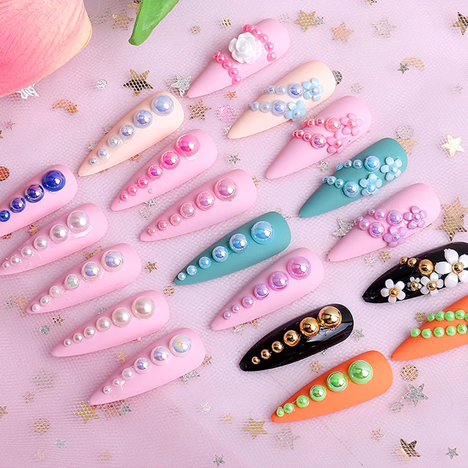 5600PCS Half Round Pearls Flatback Imitation Pearls for Crafts,7 Sizes for DIY Nails Art Crafting,Jewelry Making, Shoes,Cup,Phone Decoration (19 Pale Yellow AB) - Image 4