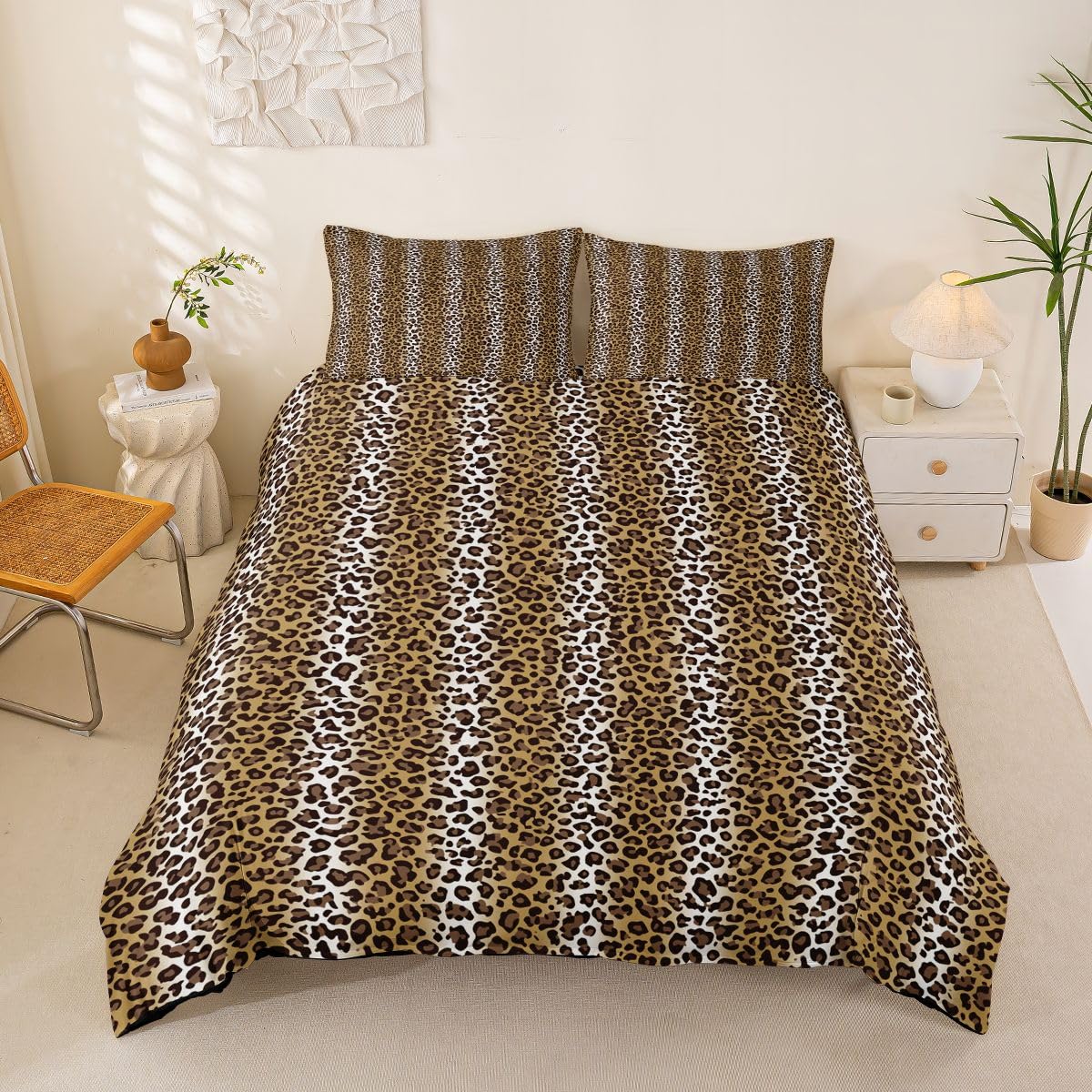 Parure de Lit 220x240 Léopard avec Fermeture Éclair Pratique