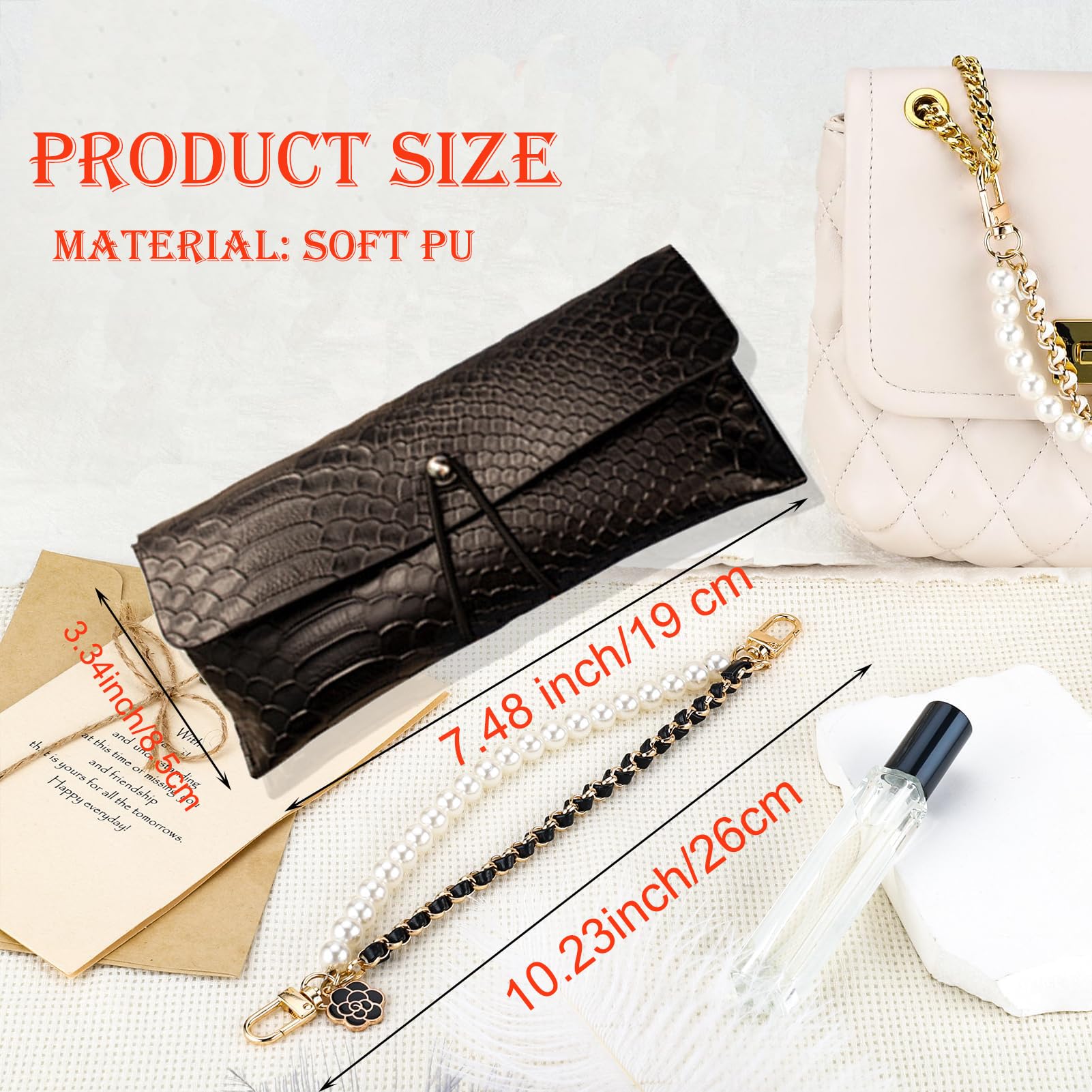 FEIQIAO Leather Glasses Case, Men's And Women's Portable Travel Eyeglass Case