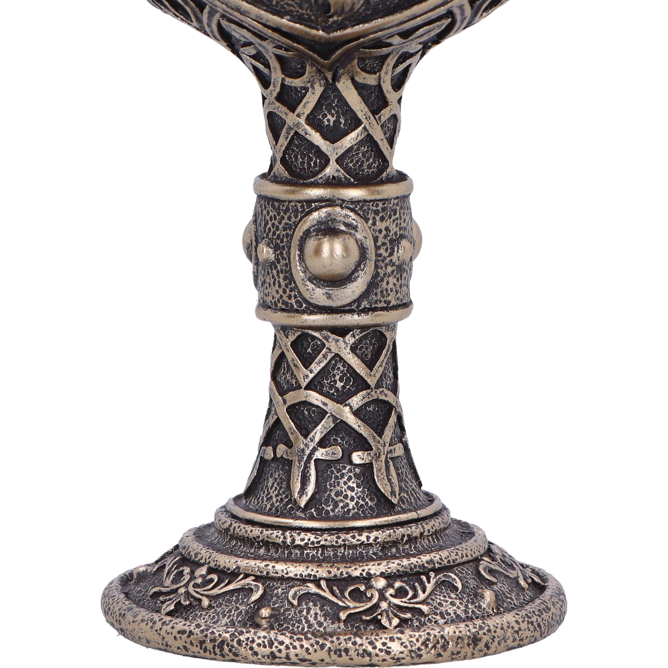 Nemesis Now Calice de soif sauvage de 20 cm, résine, bronze, calice de loup bronze, tige de détail de nœud, article cadeau loup, insert amovible en acier inoxydable, moulé dans la meilleure résine,