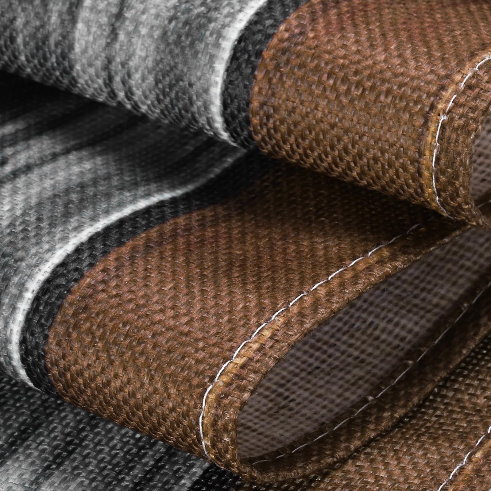 uxcell Table Runner 108" x 13", Retro Cotton Linen Table Runner, Brown & Grey, White/Grey/Beige/Dark Grey/Brown - Image 4