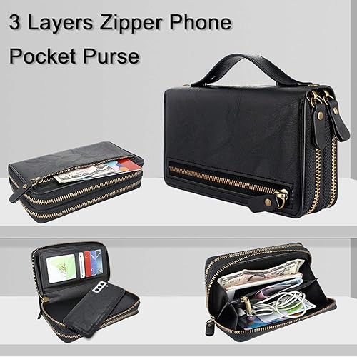 Miniatura 2 de Harryshell Funda compatible con Samsung Galaxy S21+ S21 Plus 5G de 6.7 pulgadas, cartera con múltiples cremalleras, funda magnética desmontable,