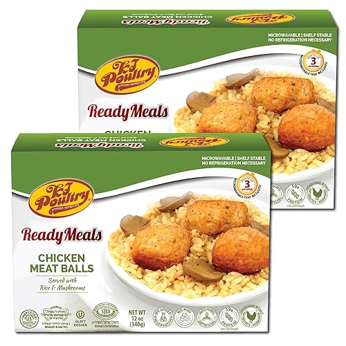Miniatura 12 de KJ Poultry Comidas preparadas kosher – Bolas de carne de pollo y champiñones, comidas de carne MRE listas para comer, Halal, (1 unidad) preparado