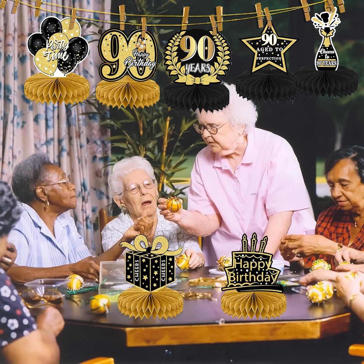 90th Birthday Honeycomb Centerpieces