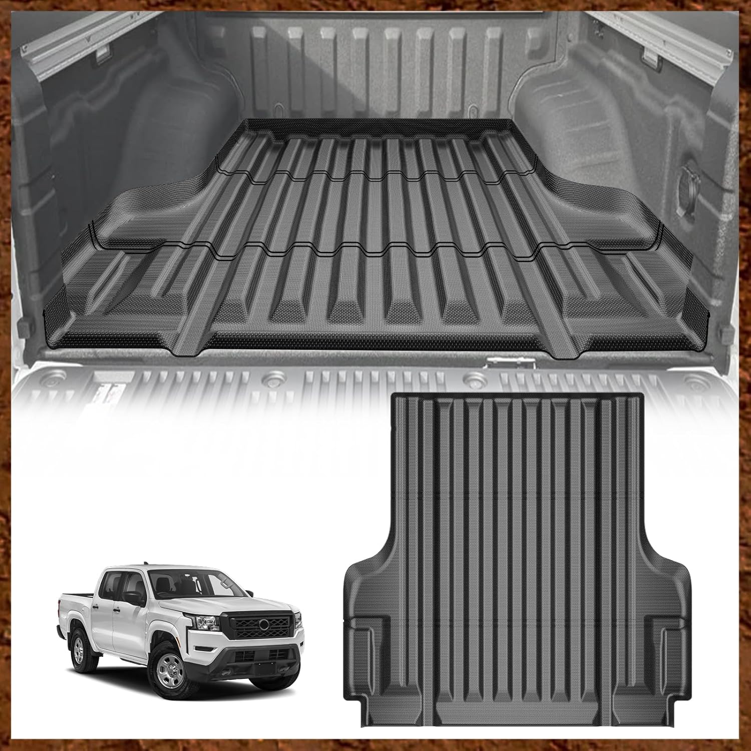 Muslogy for Frontier 2022-2025 Truck Bed Mat Crew Cab Short 5 Feet (60") All Weather TPE Material Truck Bed Liner Compatible with Nissan Frontier 2025 2024 2023 2022