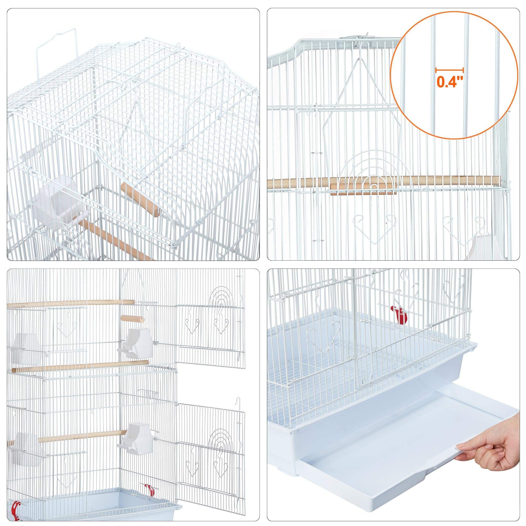 Buy Yaheetech White Open Top Bird Cage Large Budgie Cage Parrots Cage